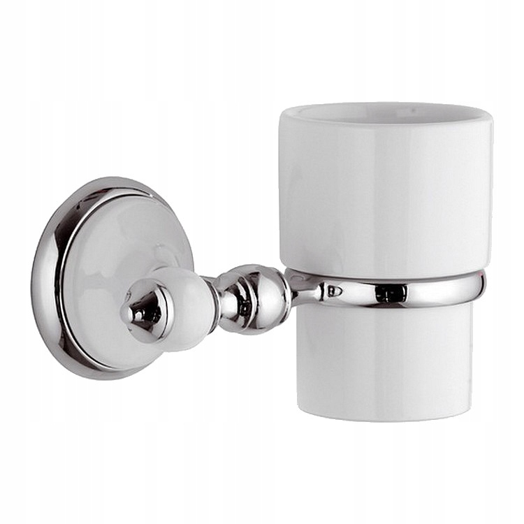 EPOCA Biały Kubek łazienkowy z uchwytem chrom.
