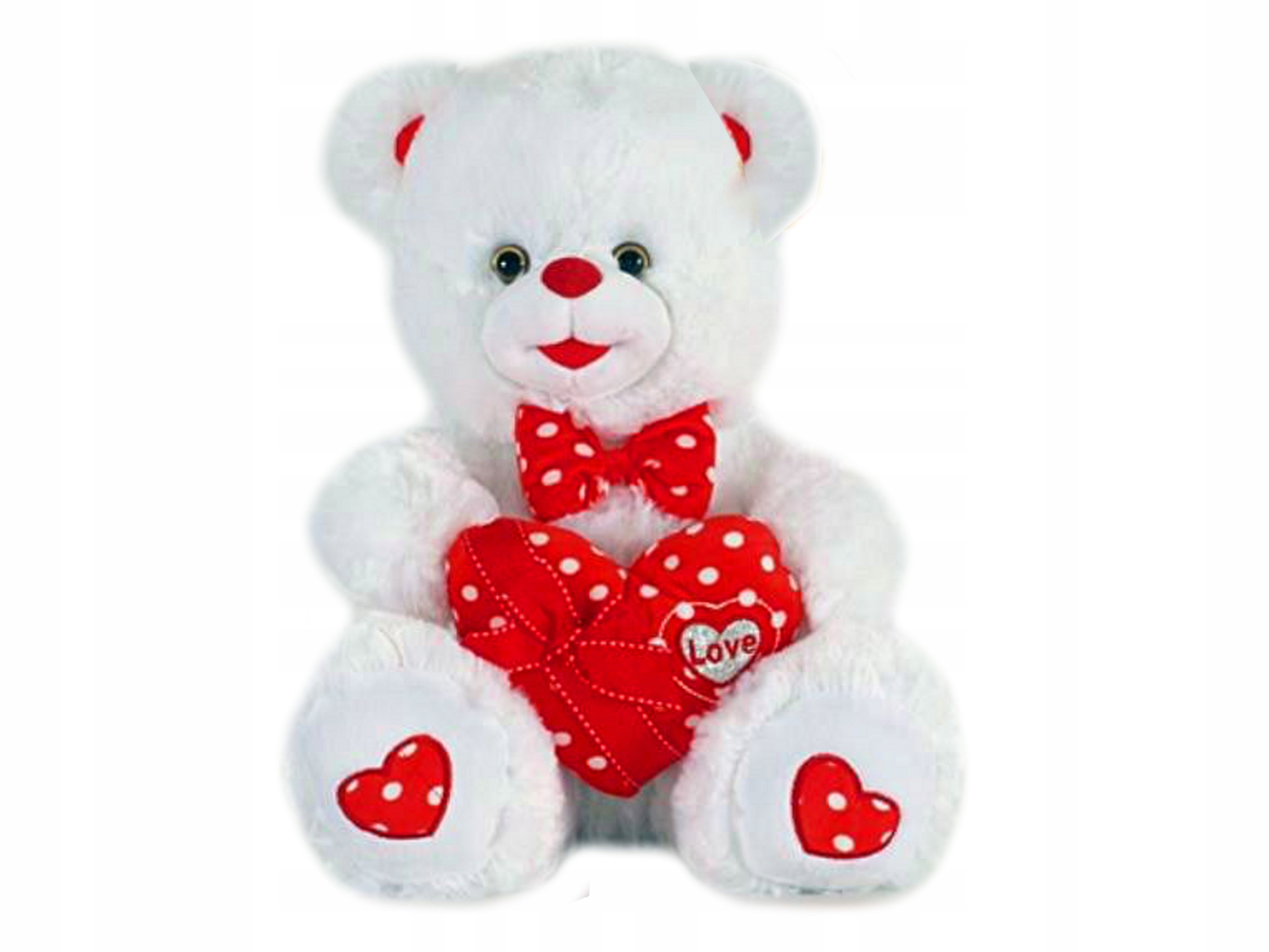 

Pluszowy biały Miś z sercem Love maskotk