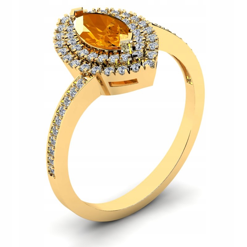 

Pierścionek Koktajlowy Złoty Z Cytrynową Cyrkonią