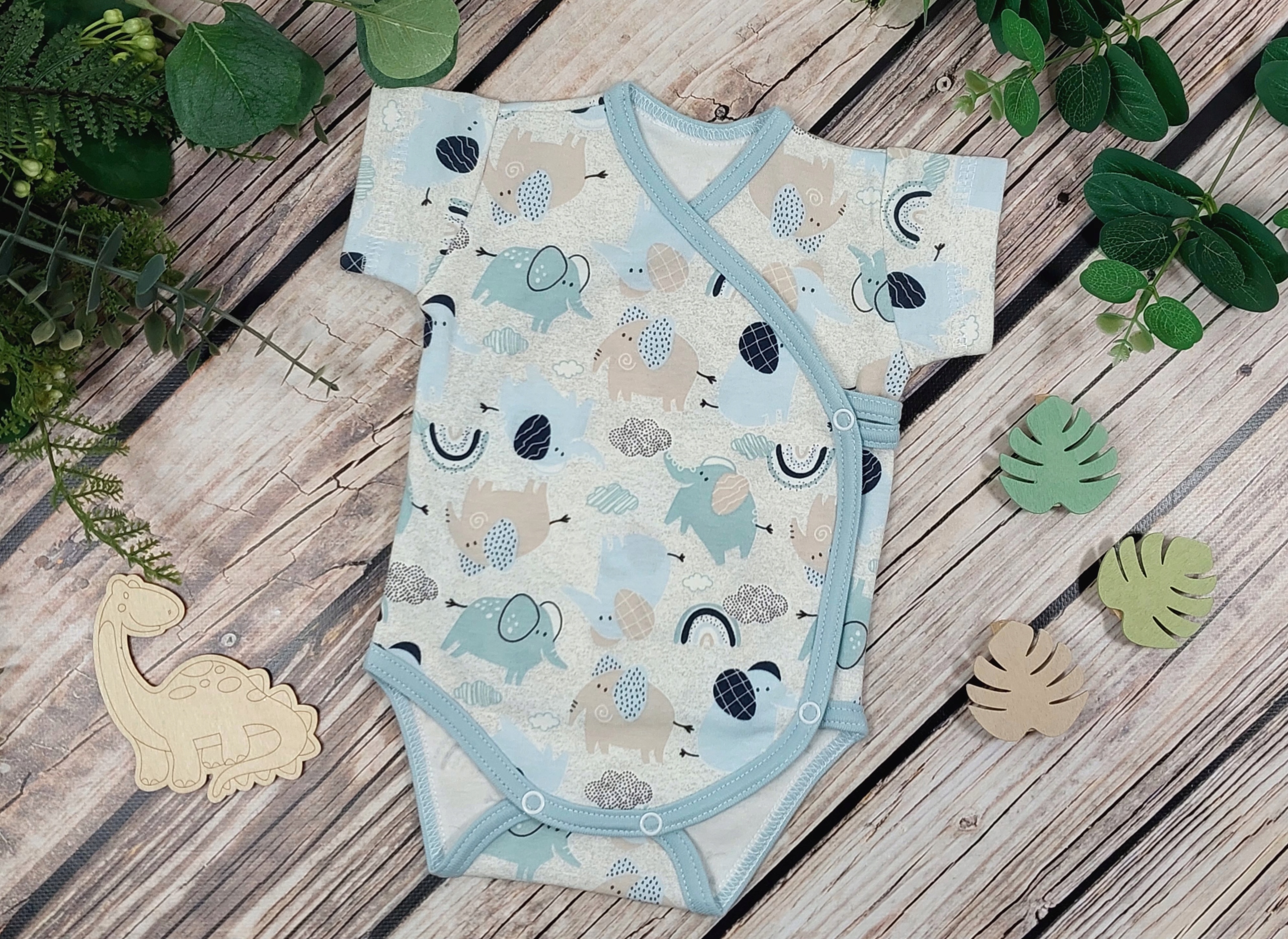 BODY KOPERTOWE Z KRÓTKIM RĘKAWEM 74 elefant /78/ Marka kaia-baby