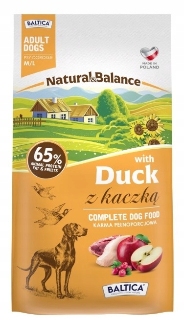 Levně Suché krmivo pro psy Baltica Natural & Balance Kachna 9 kg M/L střední a velké