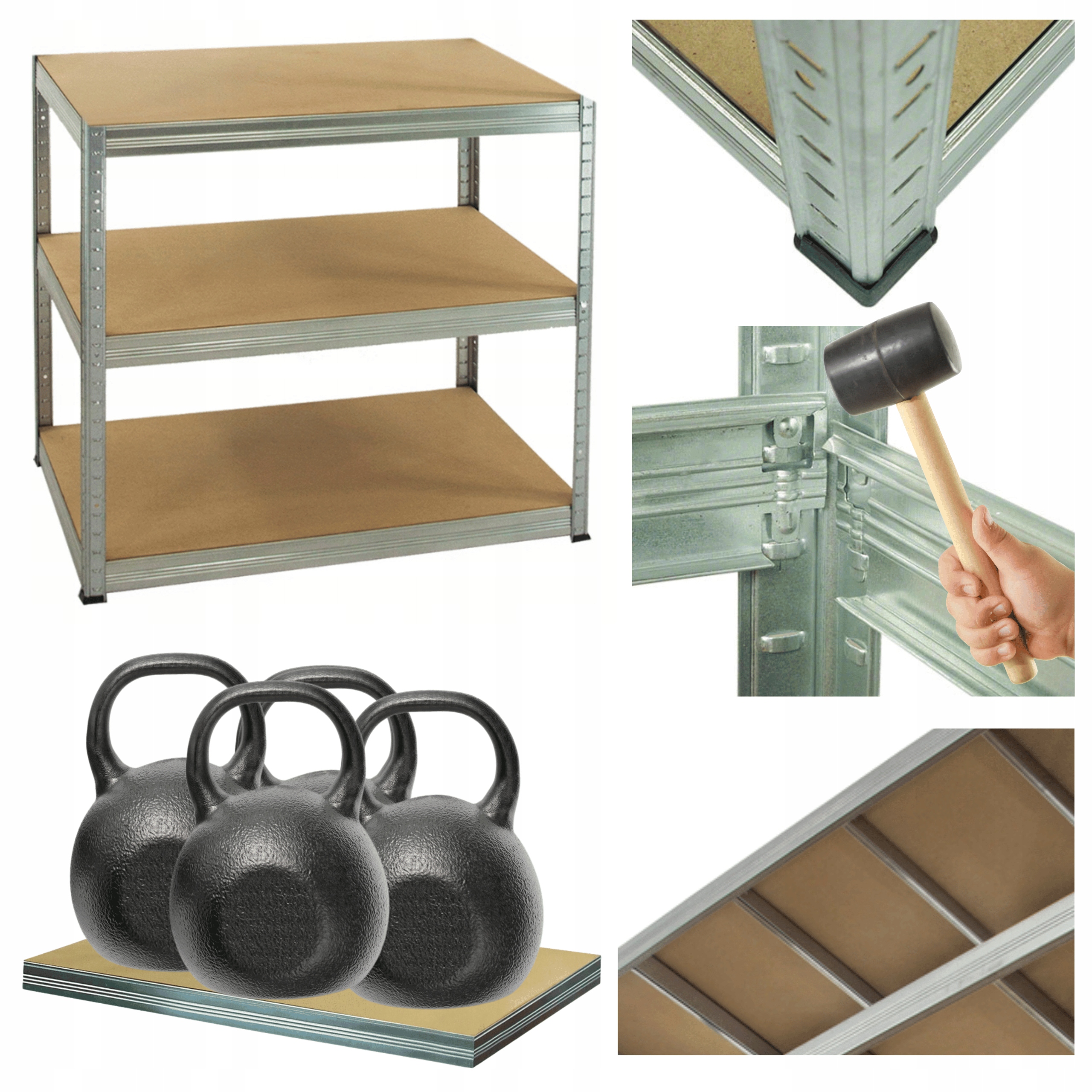 Kovový skladový regál pozinkovaný Helios 90x90x35 cm 3Px400 kg