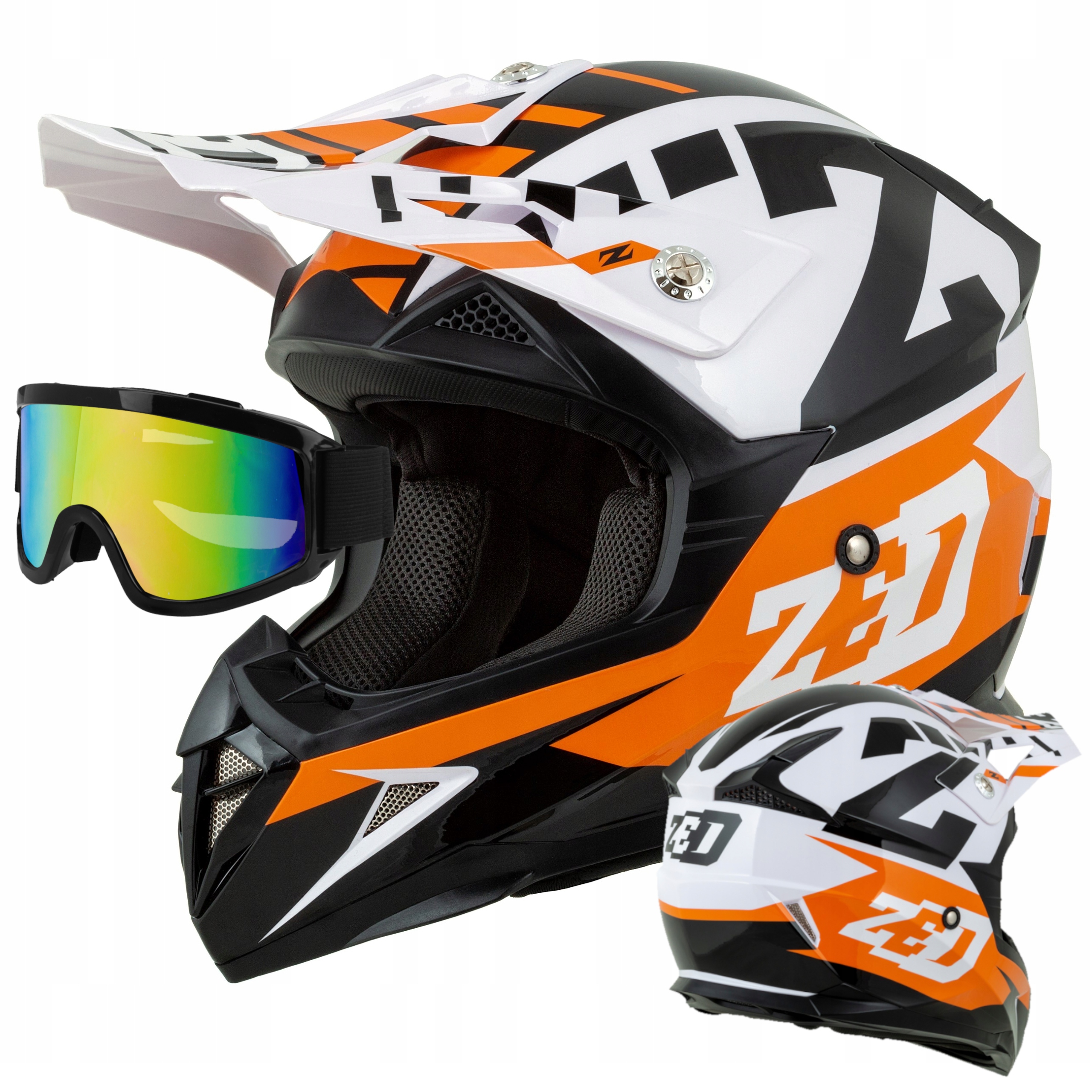 ZED X.1 KASK CROSS MOTOCYKLOWY + GOGLE KOMINIARKA