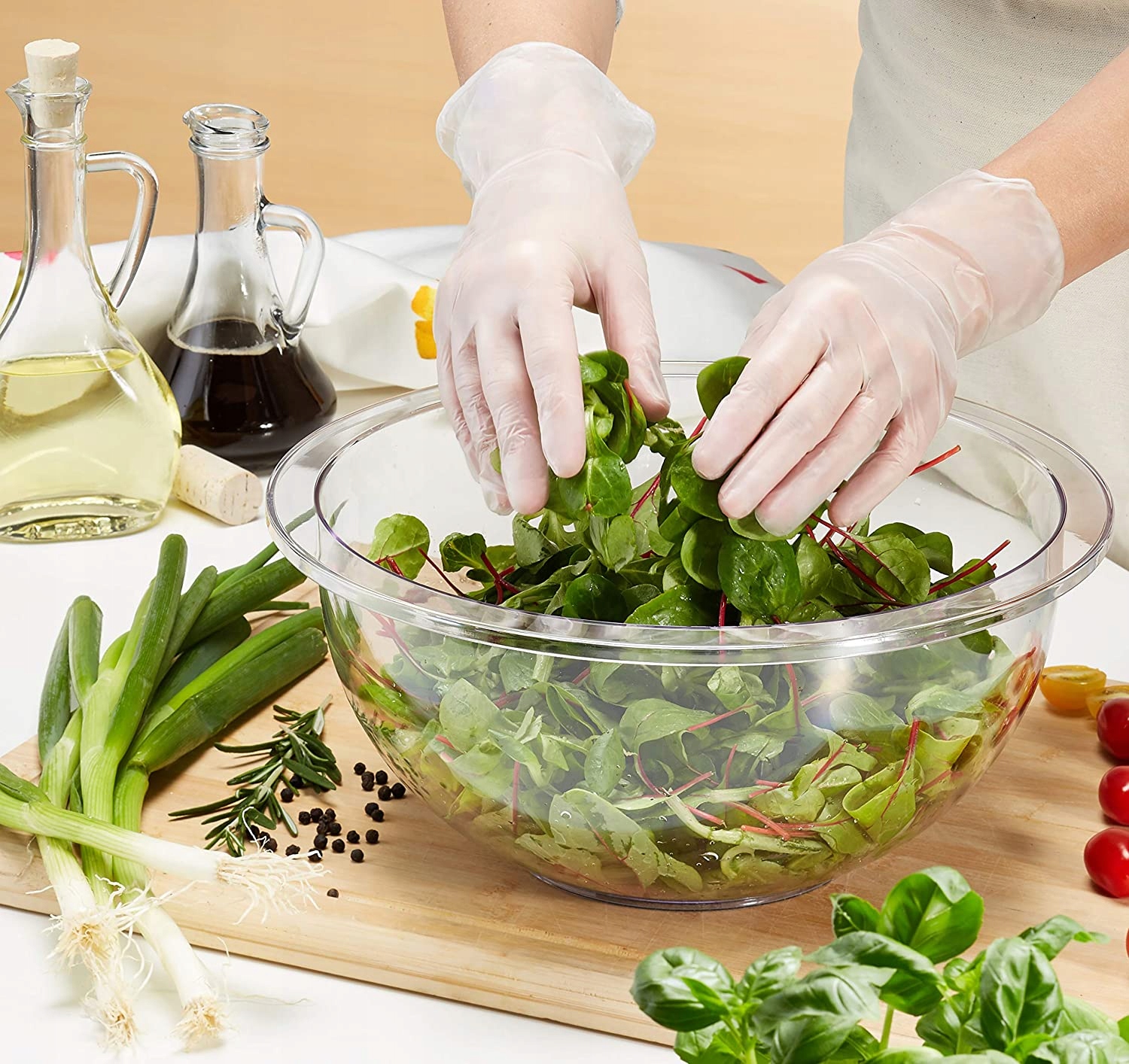 RĘKAWICZKI WINYLOWE BEZPUDROWE M 100szt Rozmiar M