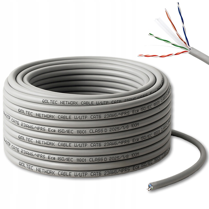 Patchcord 100 m CAT6 Utp Lan kabel pro router Internet 1Gb/s Cu Qoltec