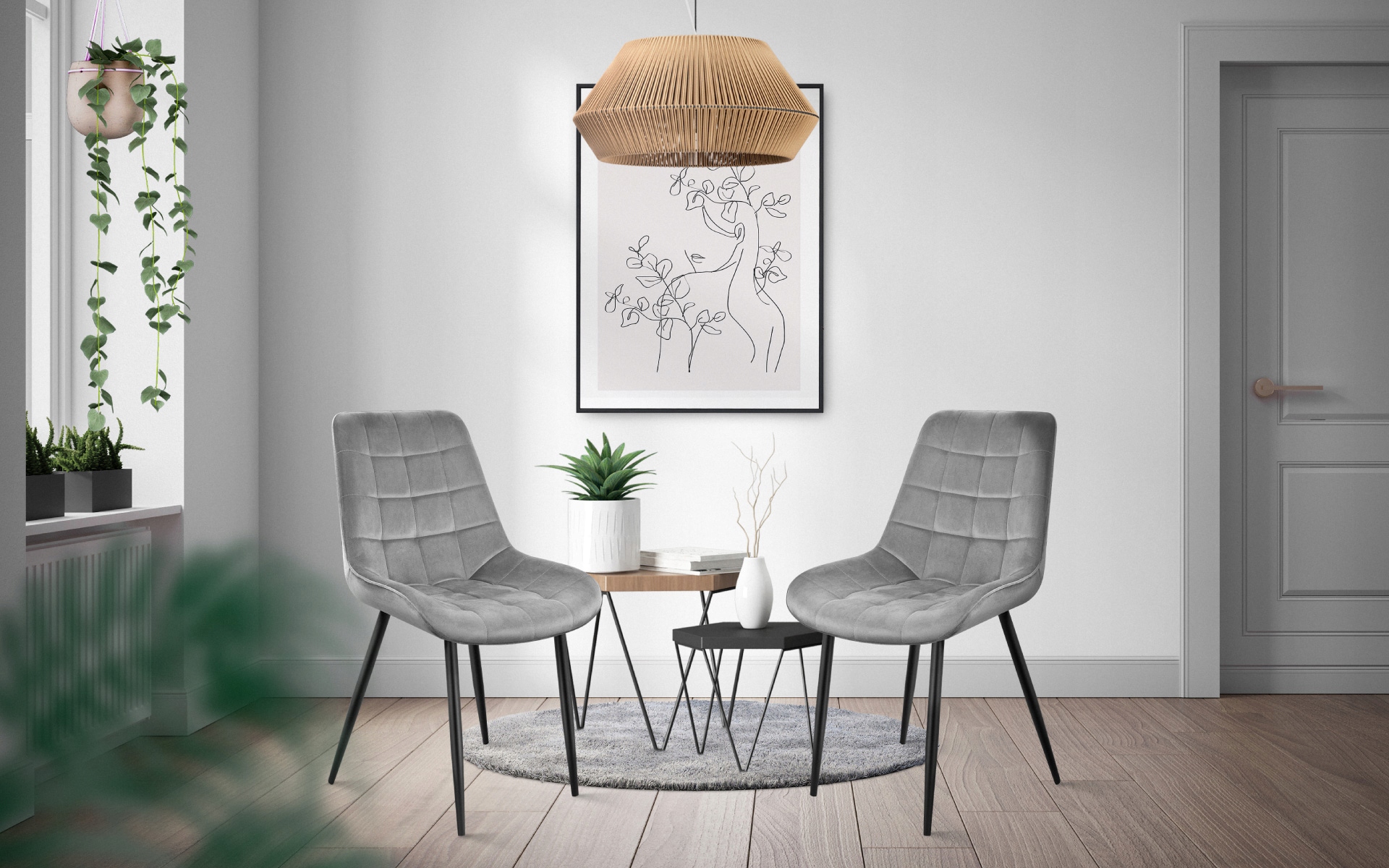 KRZESŁO WELUROWE DO JADALNI SALONU ELEGANCKIE Mark Adler Prince 3.0 Grey Kolor obicia odcienie szarości