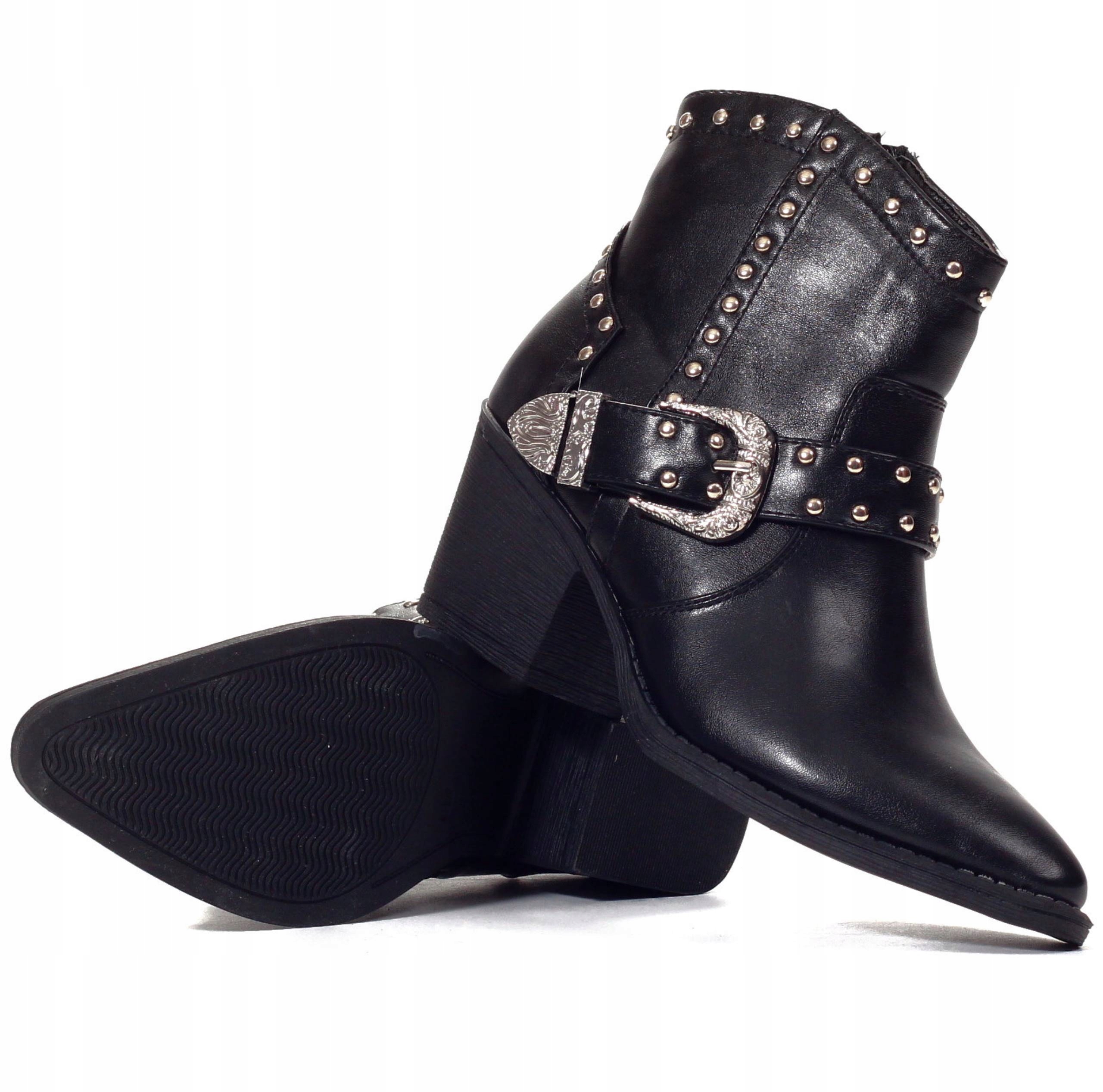 BOTKI DAMSKIE WIOSENNE BUTY KOWBOJKI NA OBCASIE Oryginalne opakowanie producenta pudełko