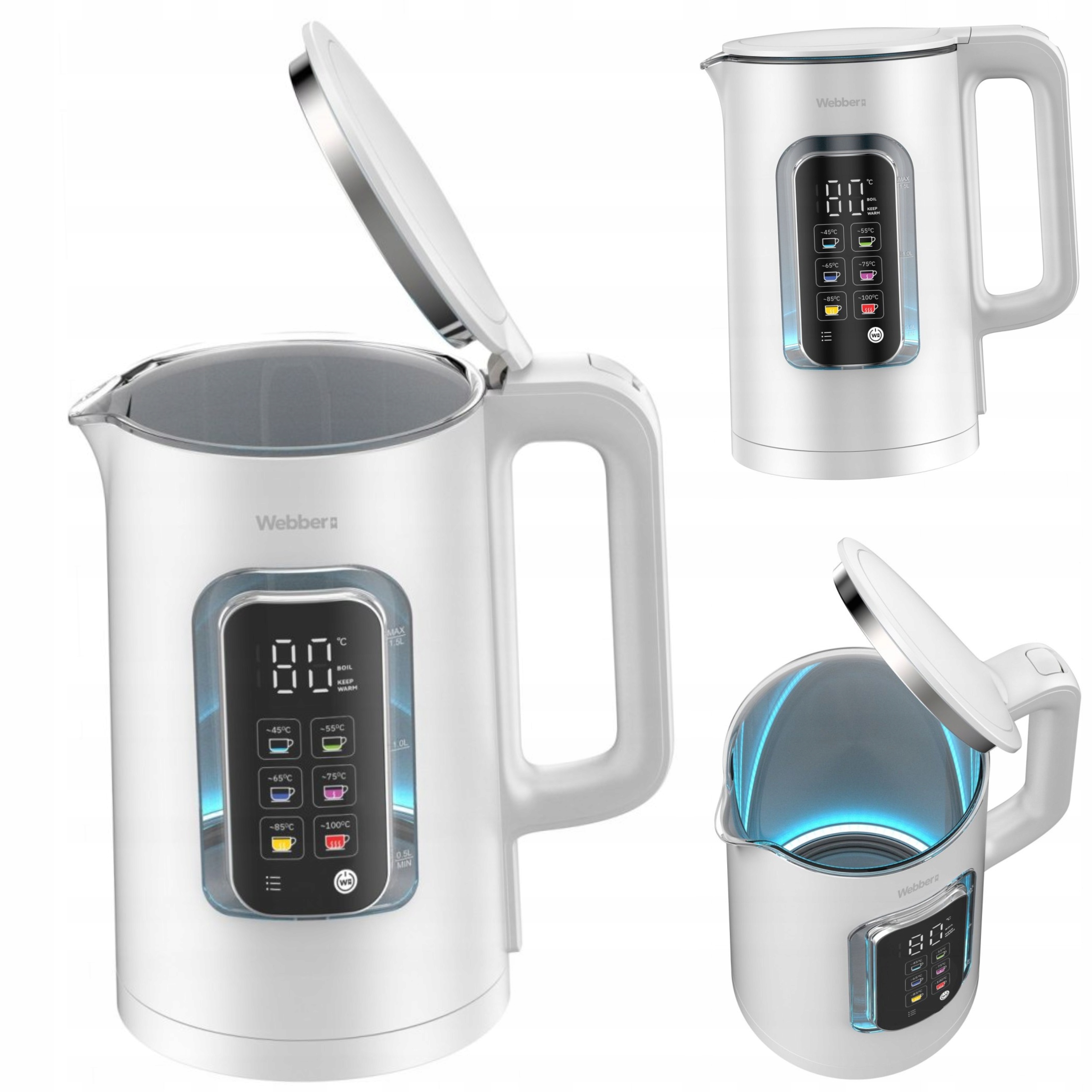 Czajnik elektryczny bezprzewodowy Led Regulacja Smart 1,5 L biały