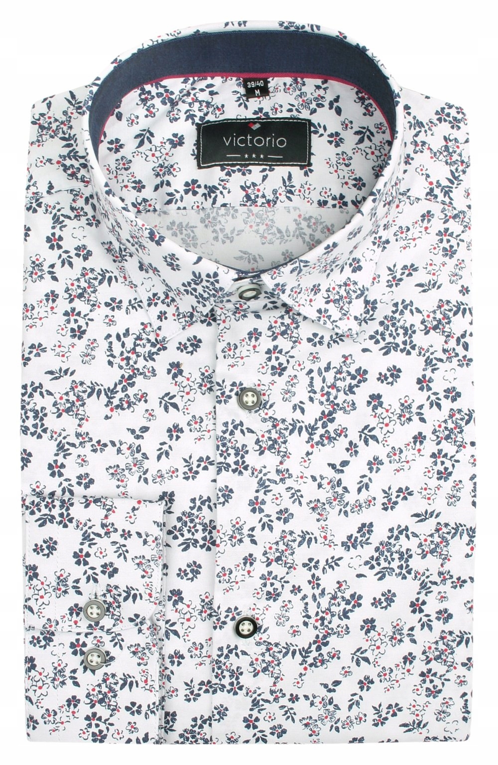 Bílo-granátová vizitková košile 46/182-188