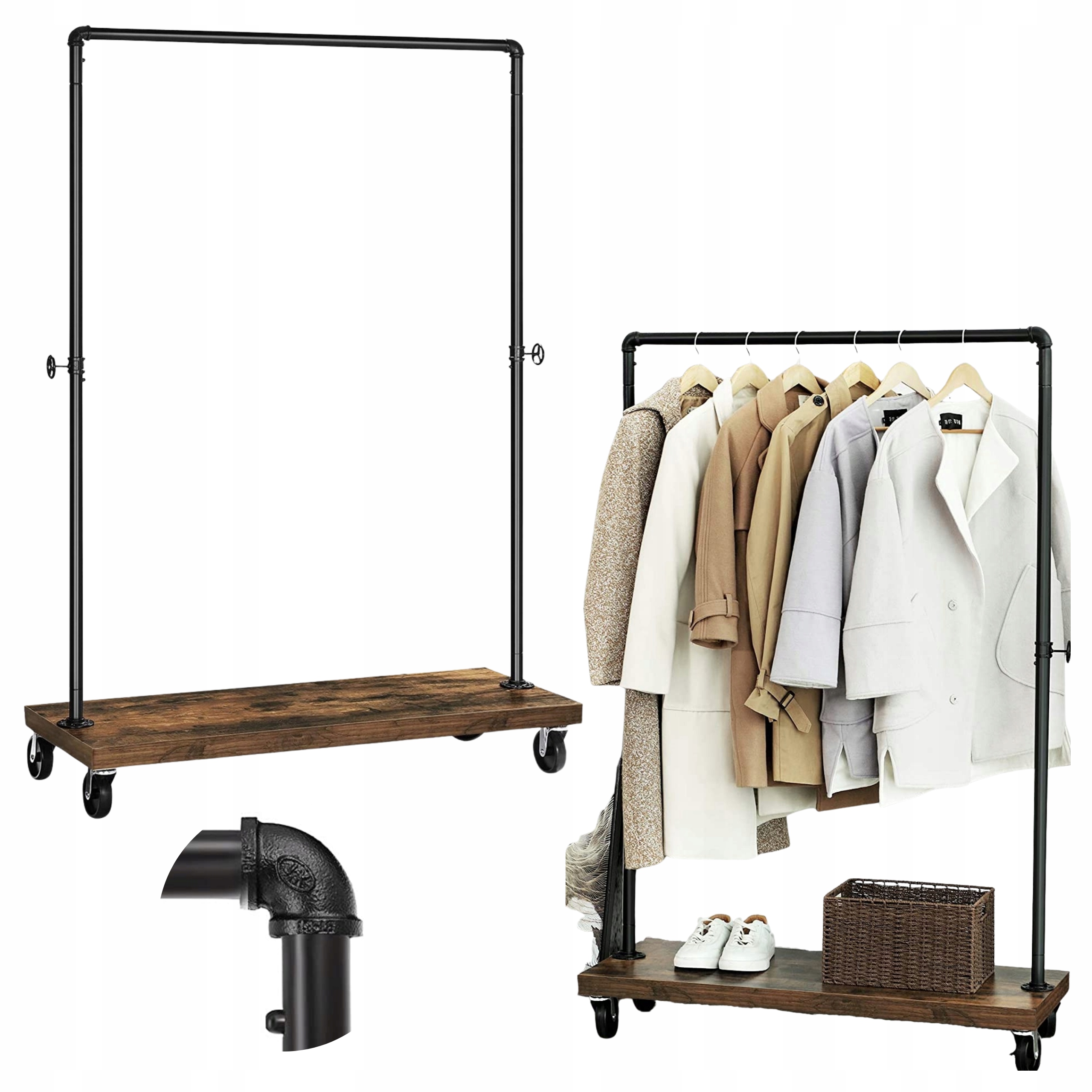 Vešiak na oblečenie Stojan s poličkou na obuv Mobilný Odolná tyč 162 cm