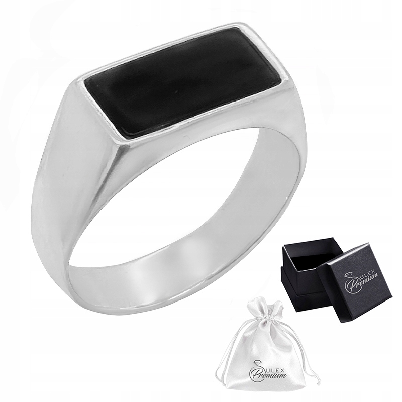 Stříbrný signet ryzost 925 Prstýnek Pánský s Onyxem Obdélníkový vel.