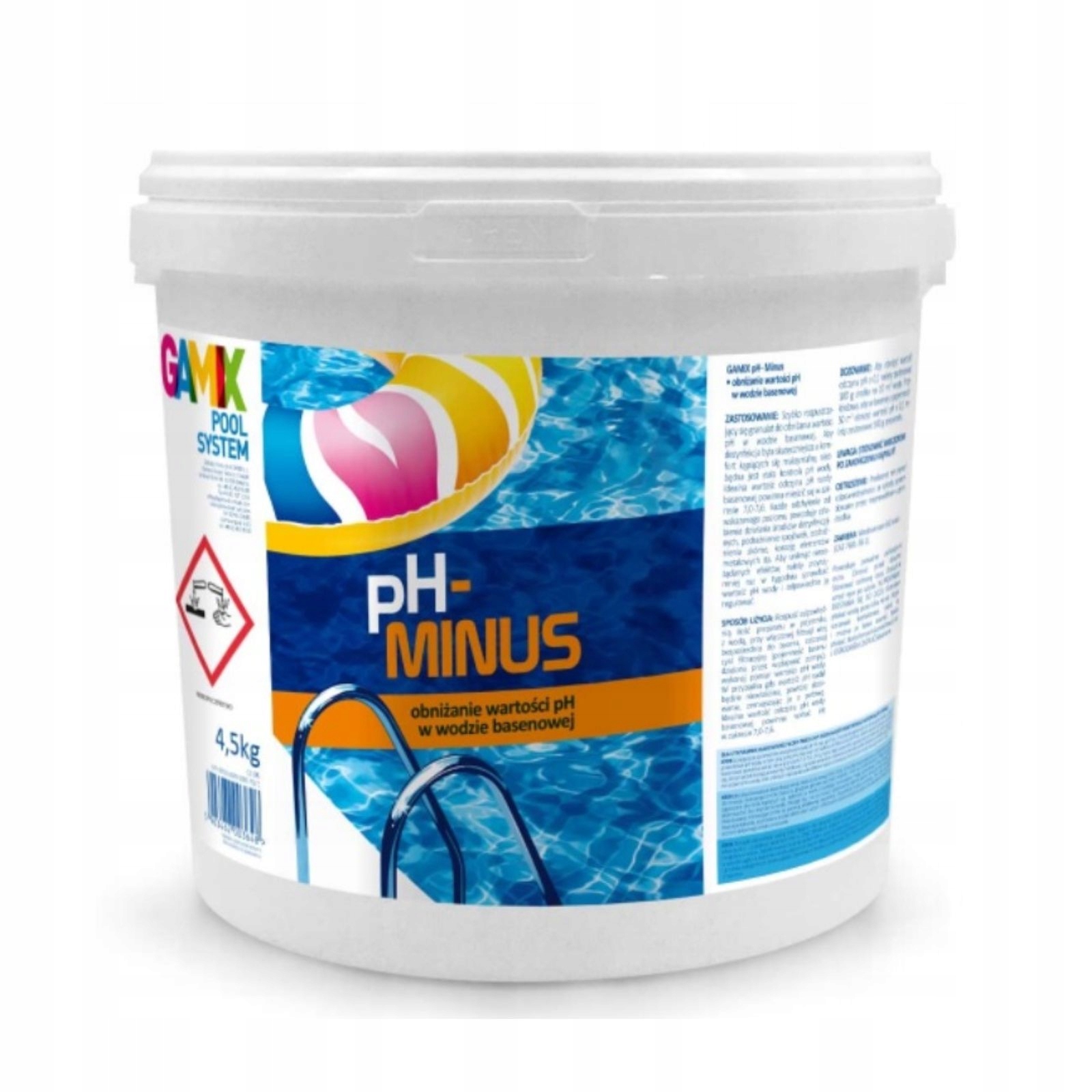 GAMIX REGULATOR PH MINUS GRANULAT 4,5KG DO BASENU OBNIŻA PH WODY PH-