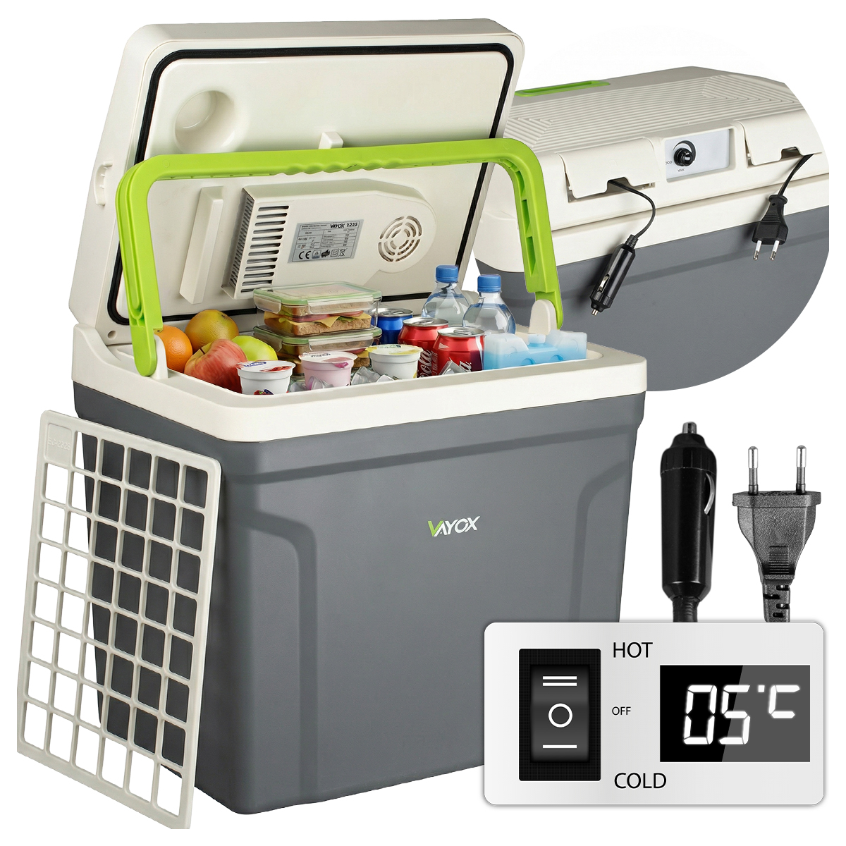 Přenosná Turistická Autochladnička 230V 12V 27L Silný Ohřev Vayox