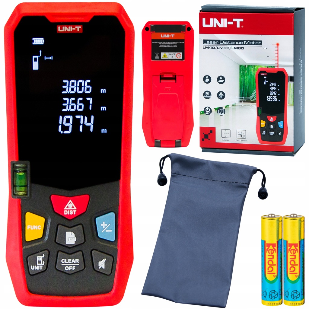 Dalmierz Laserowy Miernik Odległości Cyfrowy 60M Poziomica Zestaw Unit LM60