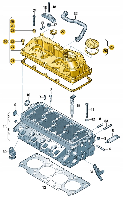POKRYWA ZAWORÓW 2.0 TDI 03L103469G ORYGINAŁ Numery katalogowe zamienników 03L 103 469 G