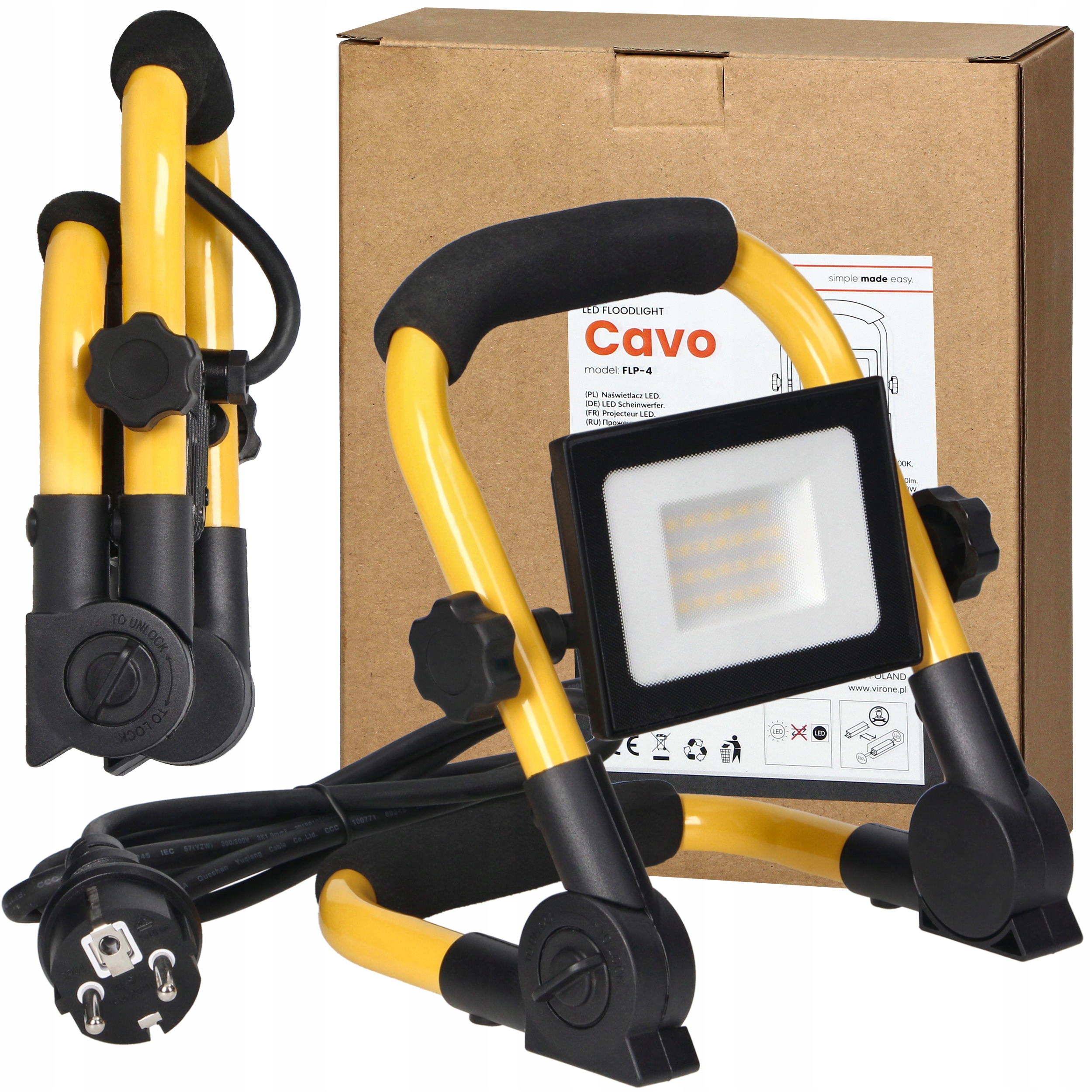 HALOGEN LED PRZENOŚNY ROBOCZY 30W + STATYW + KABEL