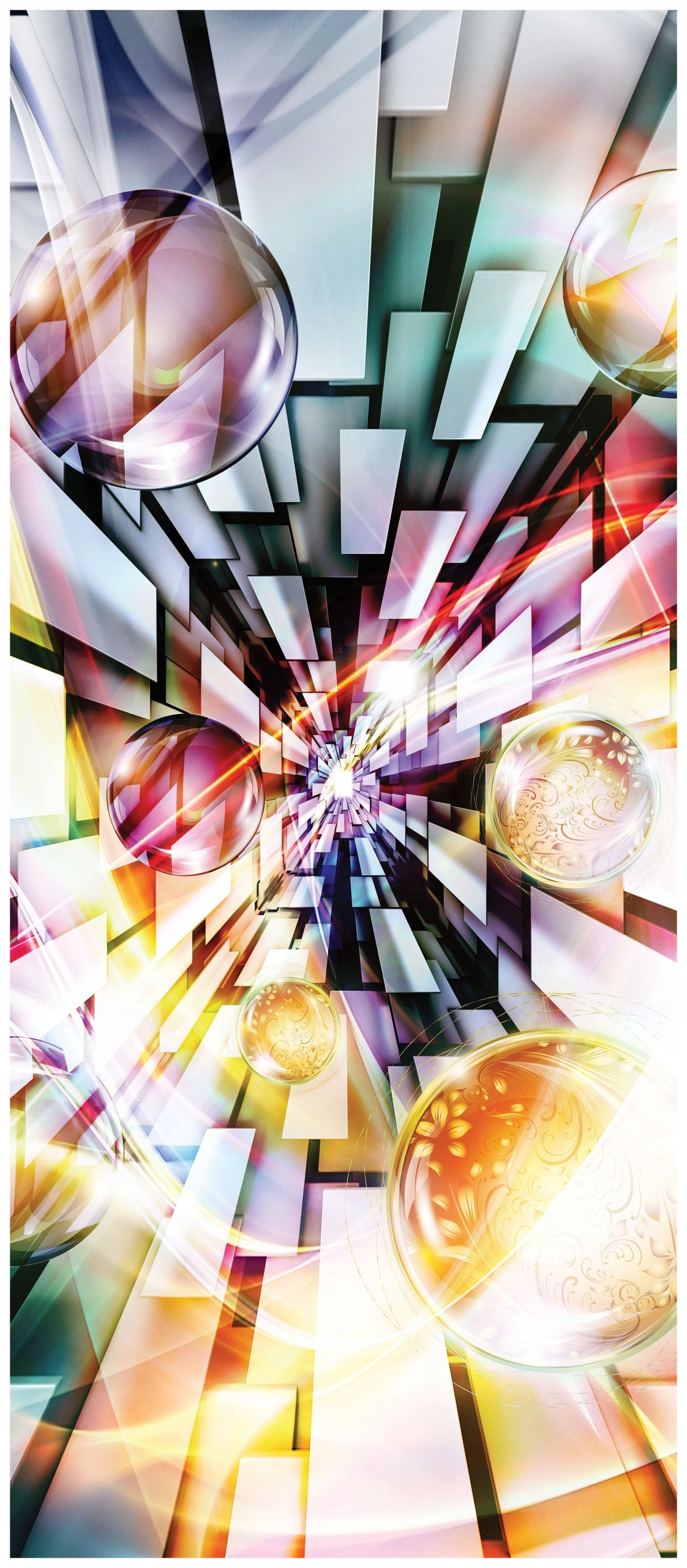 Fototapeta Abstrakce Tunely světla Geometrie Barvy 91x211 lepidlo