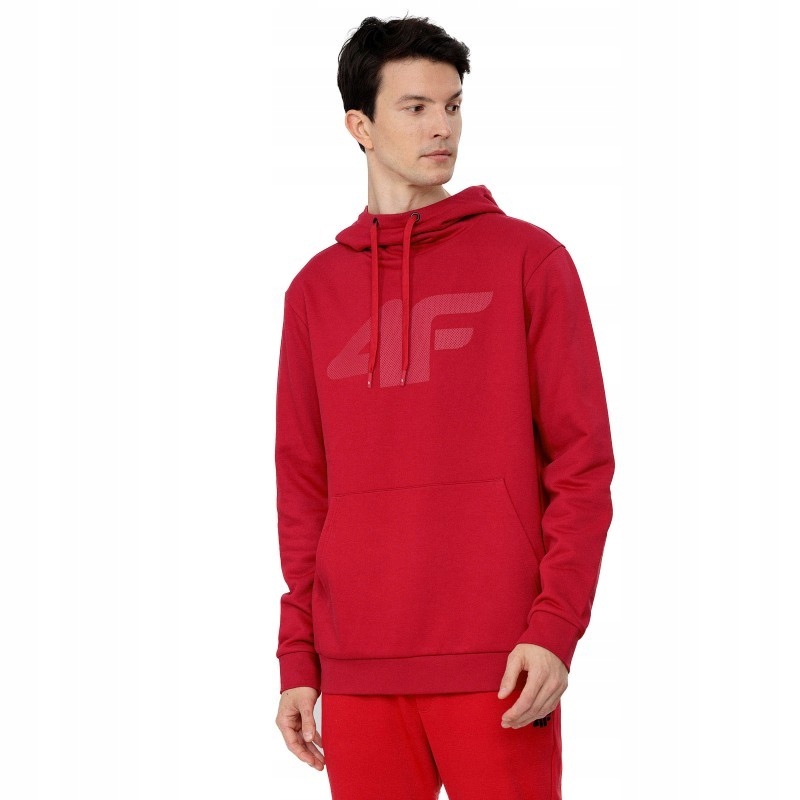 4F Bluza Męska Dresowa z Kapturem H4Z22-BLM352-62S Czerwona XL