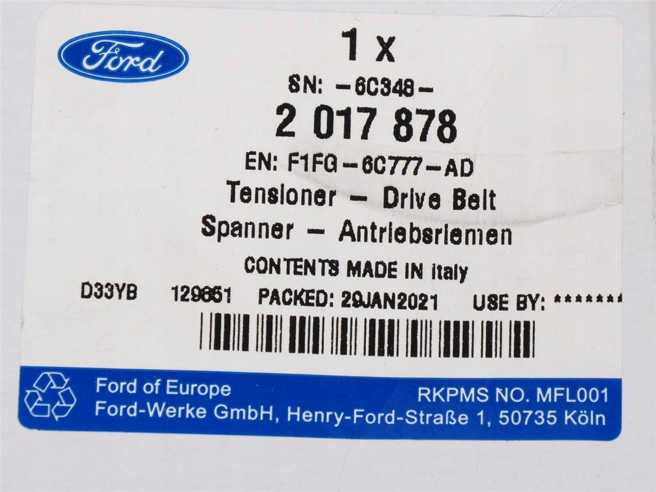 NAPINACZ PASKA POMPY OLEJU 1 0 EB ECOSPORT FIESTA Car type Passenger cars