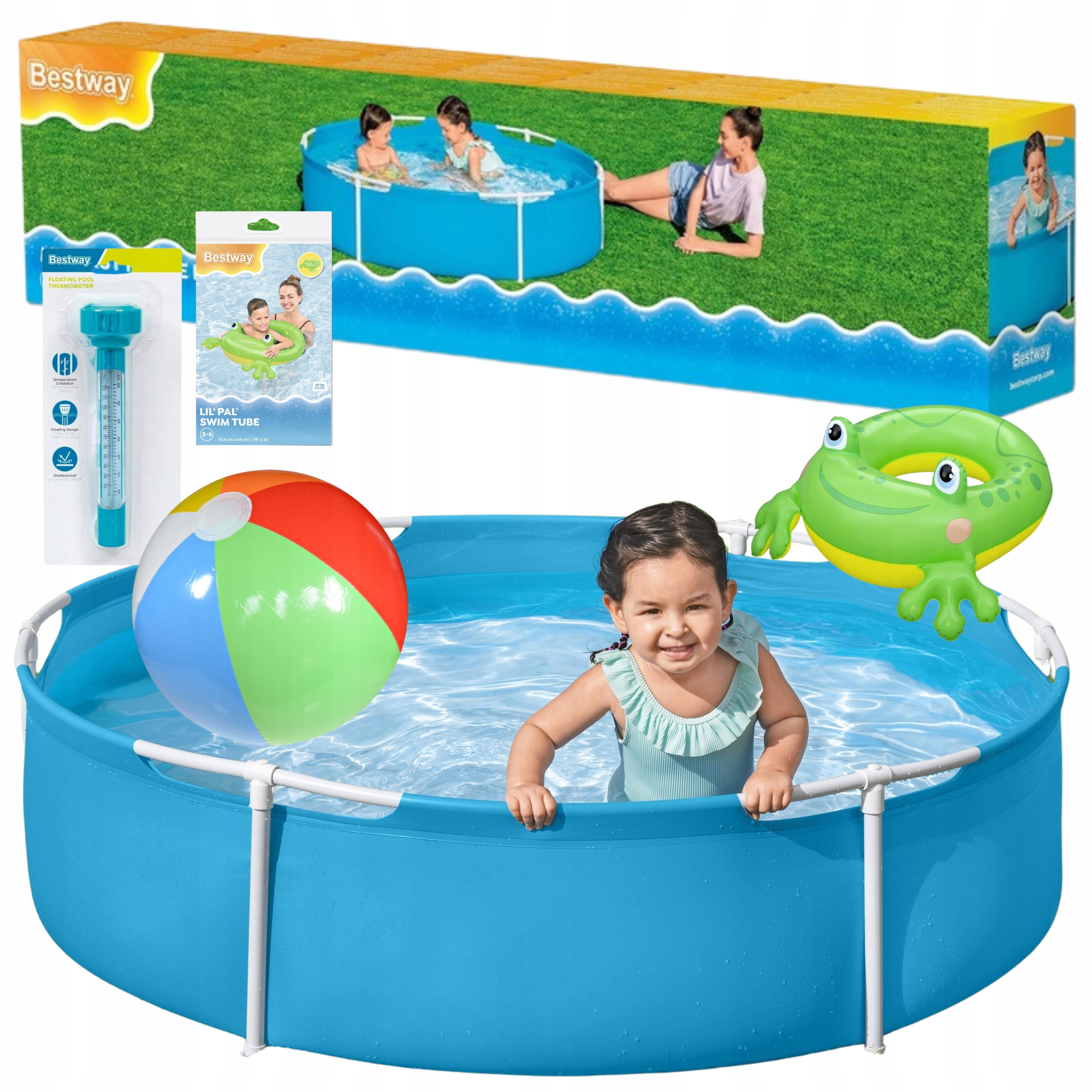 Záhradný roštový bazén Bestway Pre Deti Záhrada 152 x 38 cm Sada 4v1 Koliesko