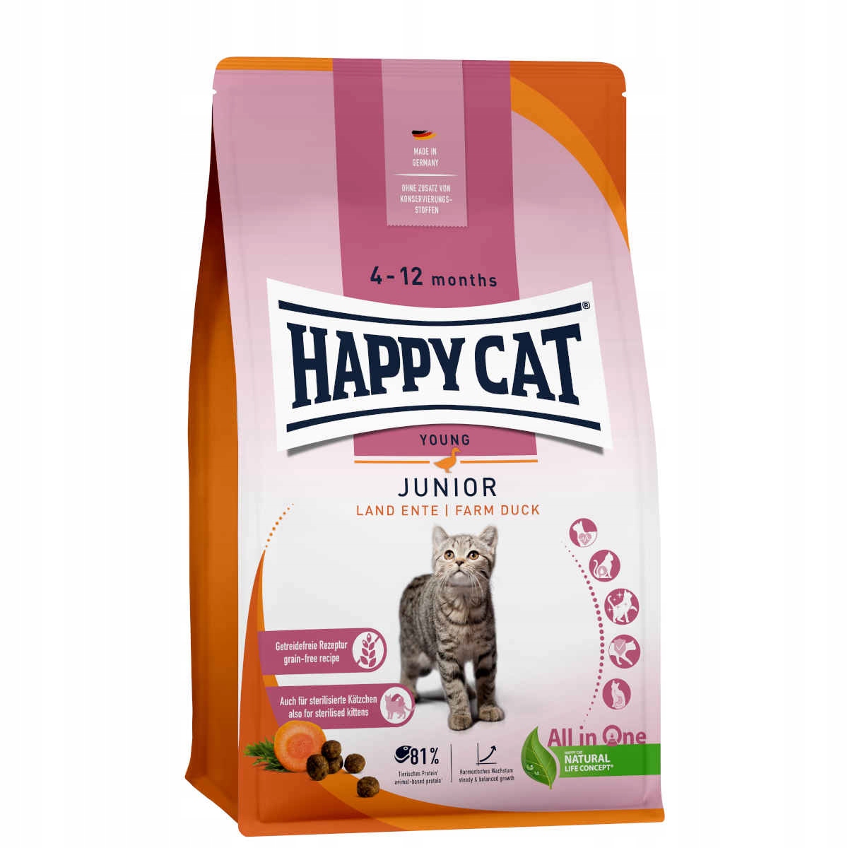 Happy Cat Junior Grainfree Land-Ente Kaczka 4kg