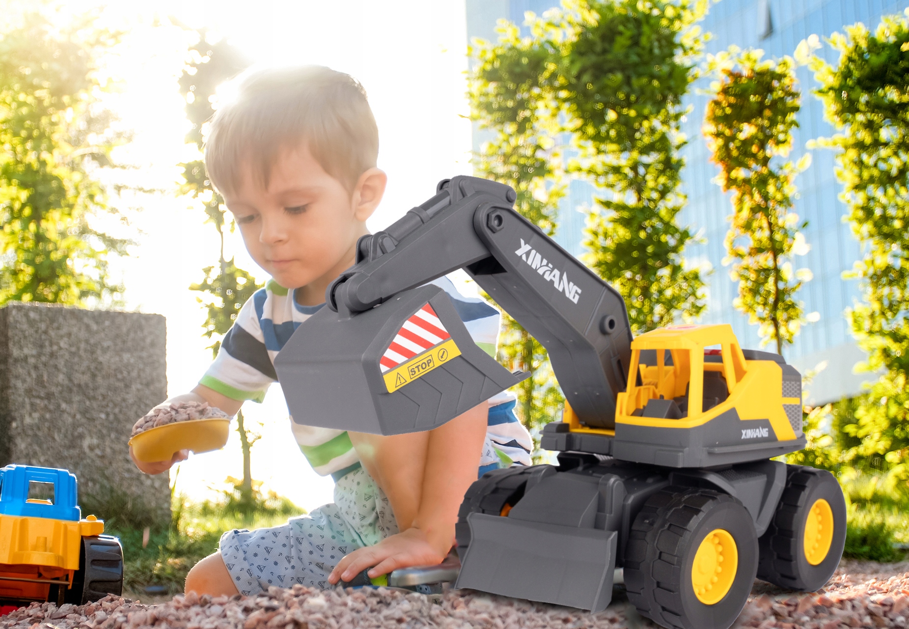 KOPARKA SPYCHACZ AUTO BUDOWLANE Z NAPĘDEM ŚWIATŁO DŹWIĘK DLA DZIECI Efekty dźwiękowe podświetlenie LED świetlne