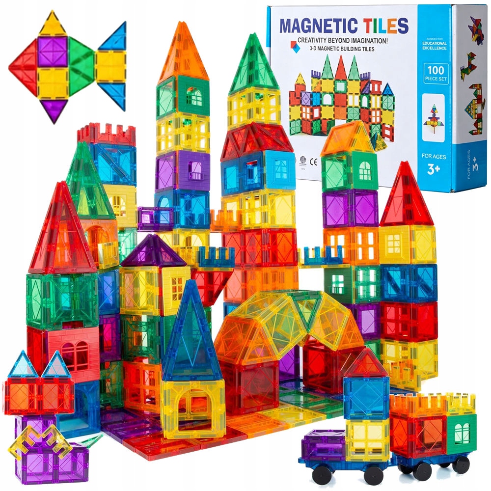 Klocki Magnetyczne Konstrukcyjne Dla Dzieci Duży Zestaw XXL 100 el Magnetic