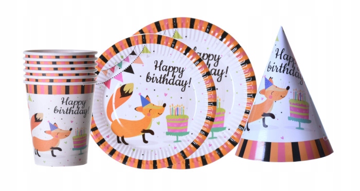 LISEK ZESTAW PAPIEROWY KUBECZKI TALERZYKI HAPPY Marka inna marka