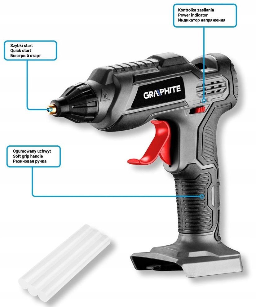 Pistolet do kleju akumulatorowy ENERGY+ GRAPHITE Marka Graphite