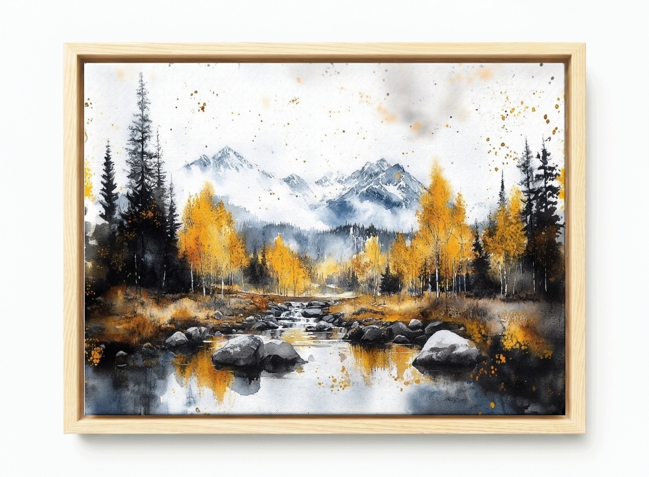 Obraz Rám Americká Krajina Hory Jezero Stromy Podzim 120x80