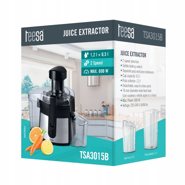 Sokowirówka TEESA TSA3015B czarny 800 W Model TSA3015B