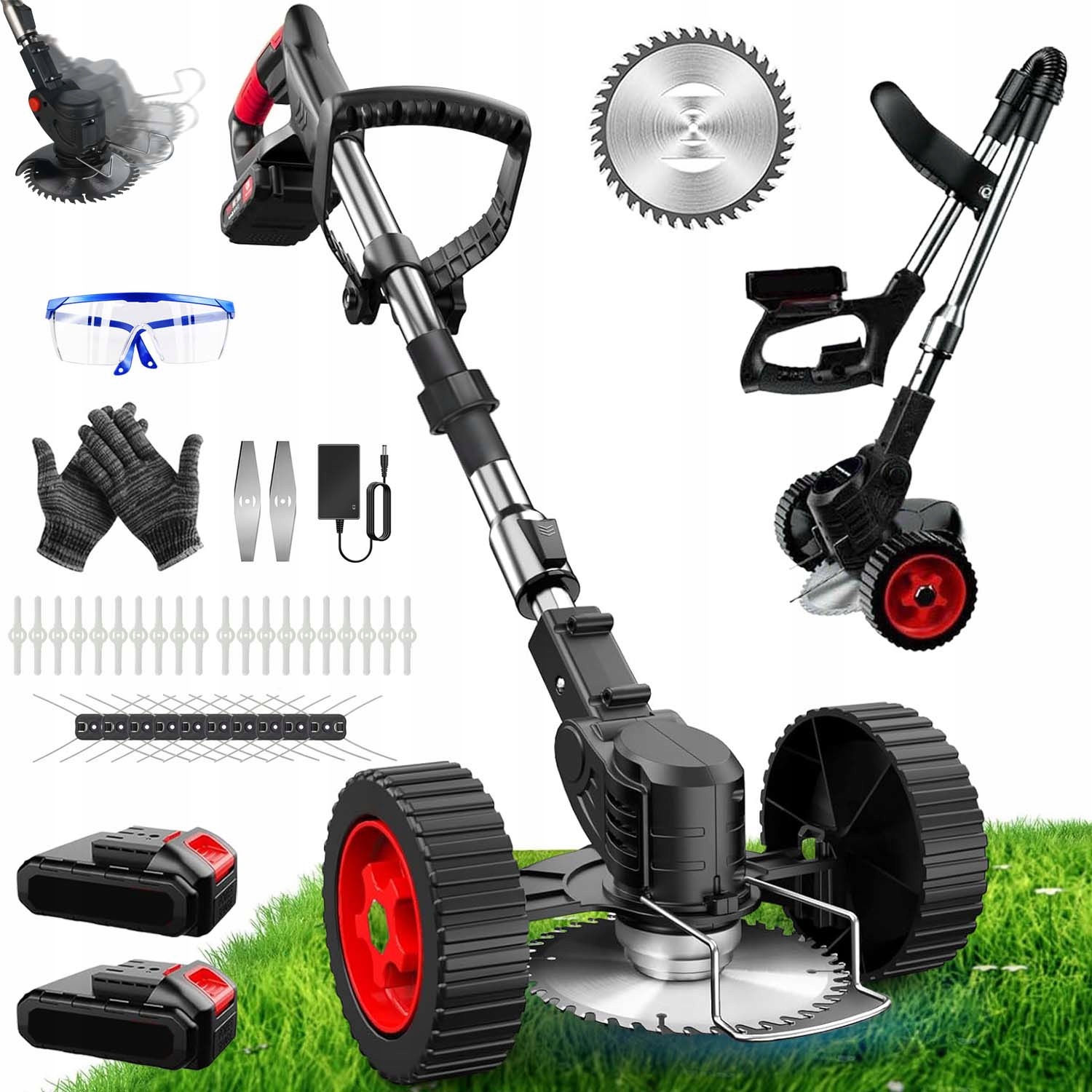 Vyžínač Teleskopická Skládací Elektrická Sekačka Na Trávy S Aku+nože+kolečka