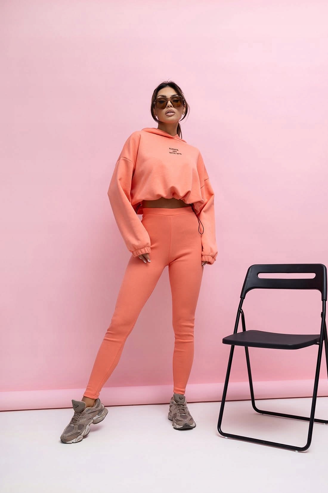 Tepláková Souprava Legíny Pruhovaná Mikina Stahovací šňůrka Koral OneSize