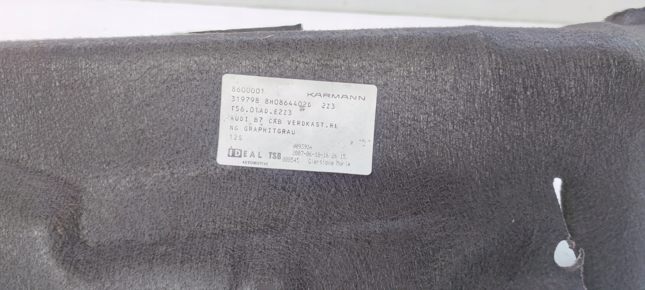 boot upholstery AUDI A4 B7 8H0864402D