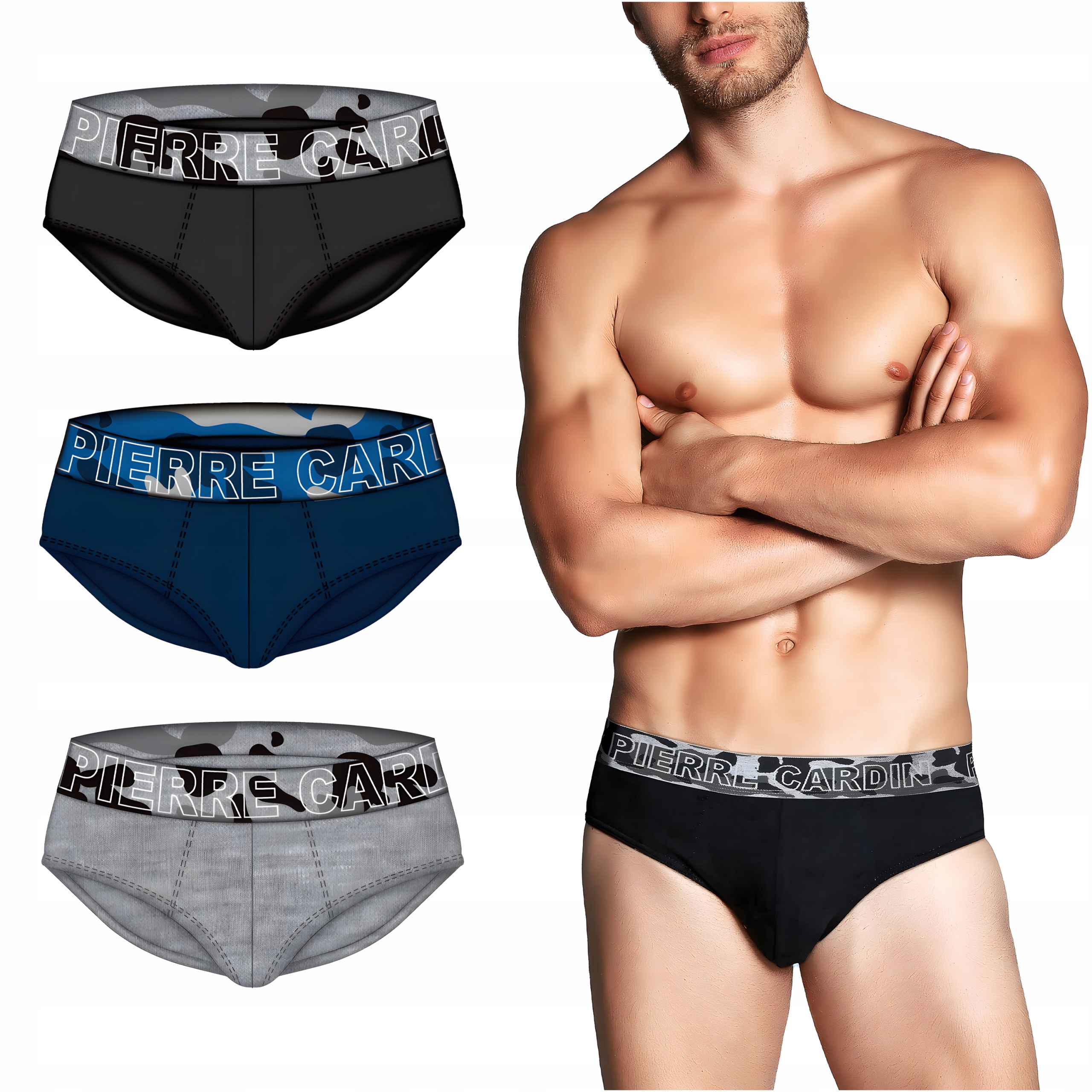 Pánské Slipy 3-PAK Pierre Cardin Camouflage M