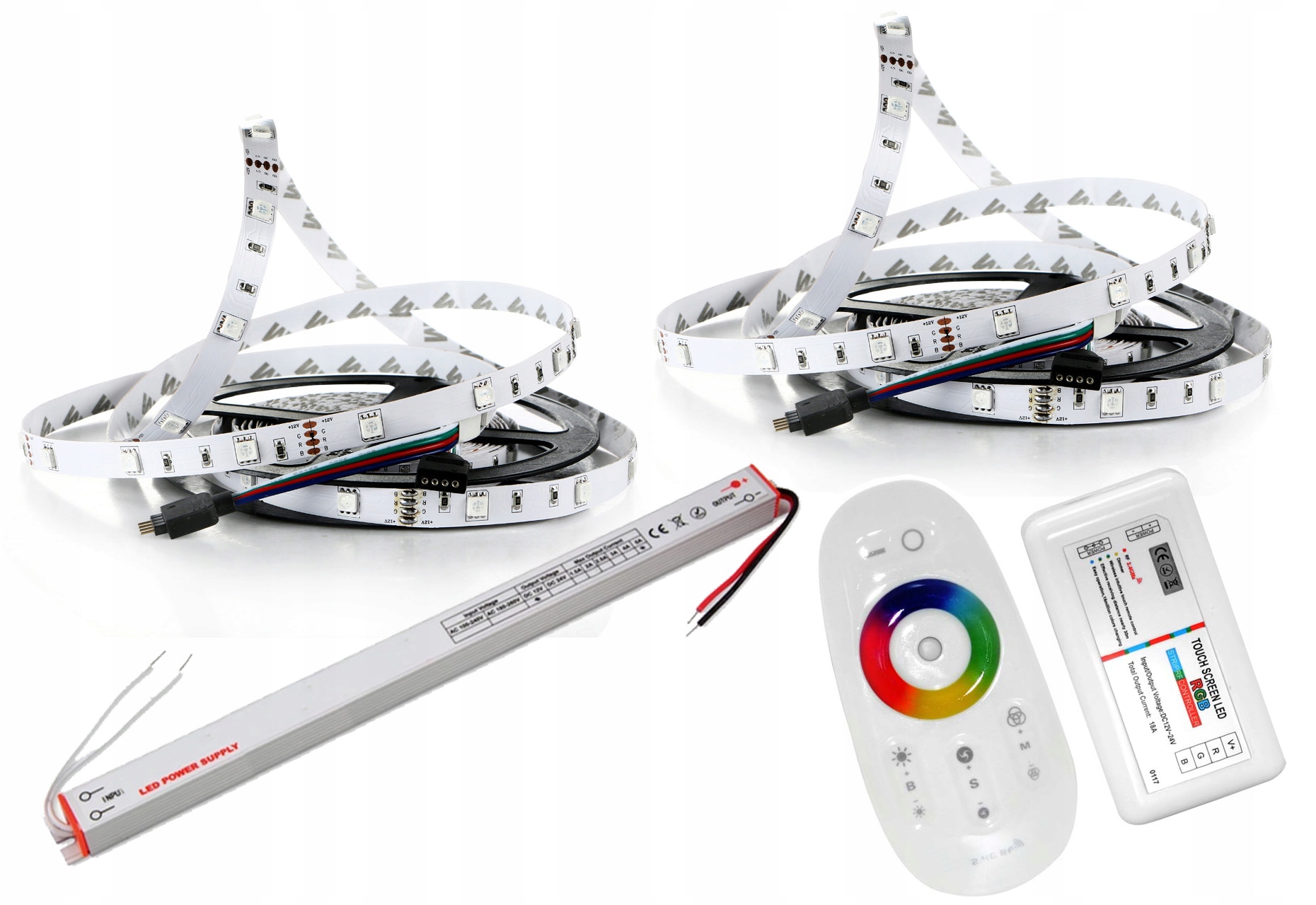 Set Led Rgb Bílá 5050 Páska 10 m Dálkový Ovladač Dotyk