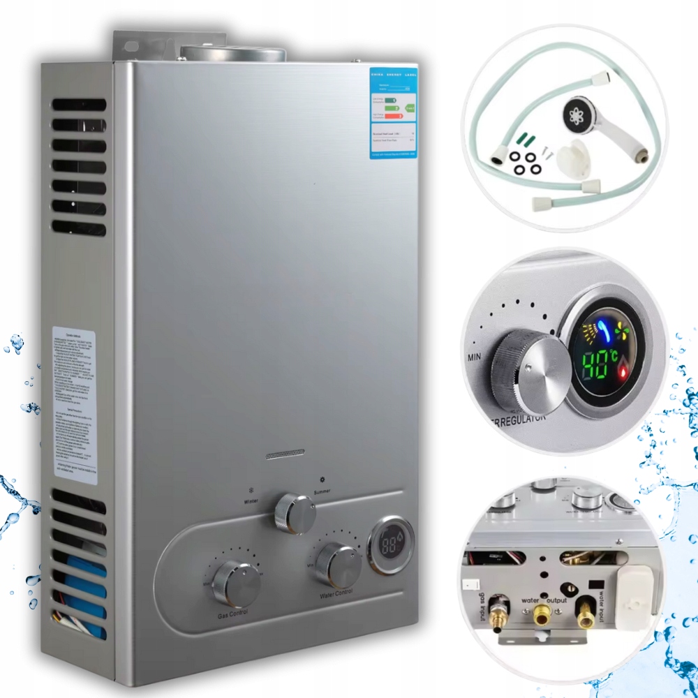 Plynový ohrievač vody Lpg na prietokovú fľašu so sprchou 12L 24KW