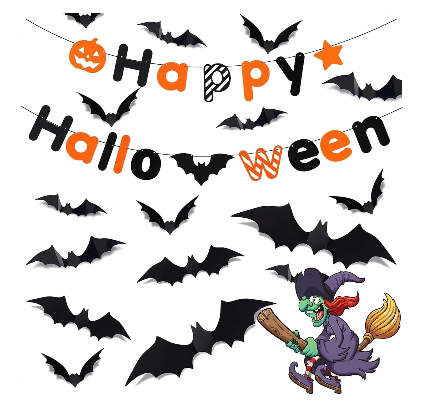 Dekoracje halloweenowe ( UneedMe ) zestaw ozdoby , naklejki 3D