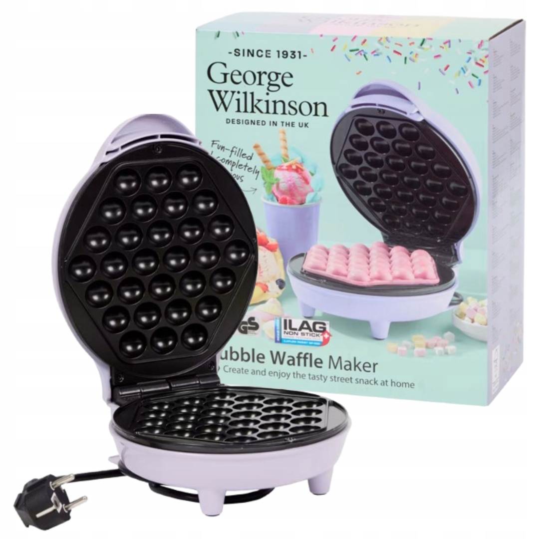 Gofrownica Bąbelkowa Bubble Waffle Nieprzywierająca Powłoka Fioletowa Ø18