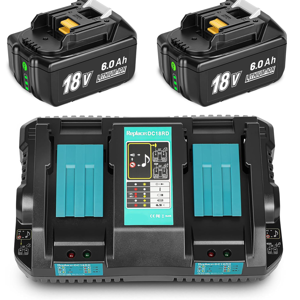 Akumulátor 6000 Mah Pro Makita S Dvojitou Nabíječkou 6A DC18RD 18V