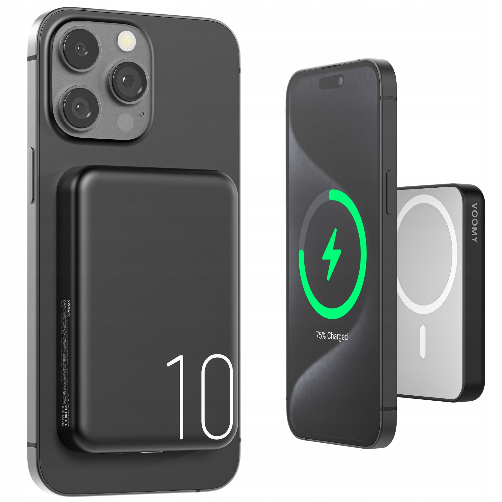 Voomy Charge P11 Power Bank MagSafe 10000mAh 20W Szybkie Ładowanie BeCzarny