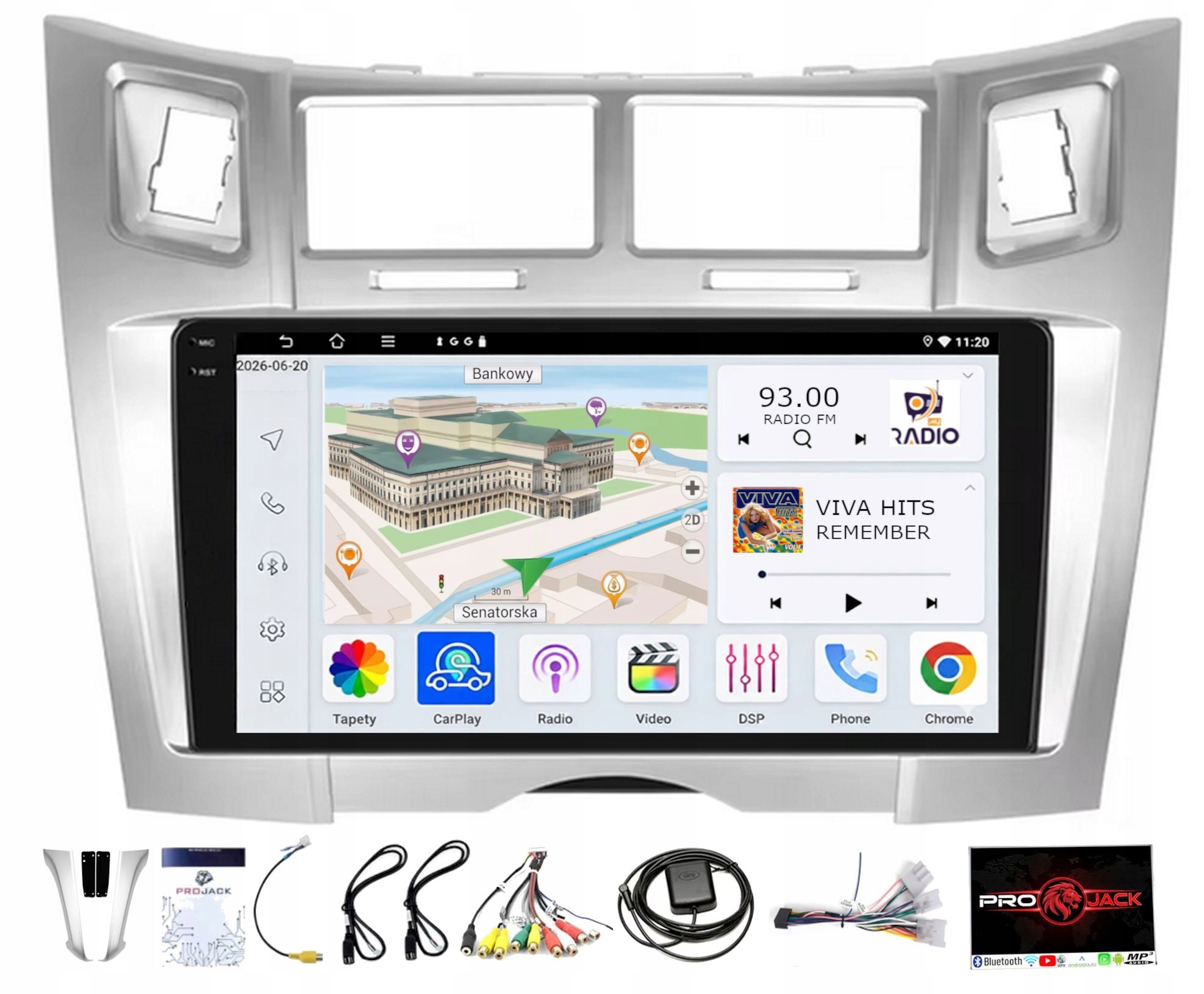 Gps Navigace Toyota Yaris 2005-2011 Wifi Carplay Usb 4GB 64GB