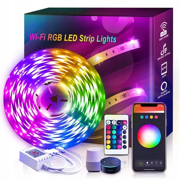 

Taśma Led 5050 Rgb 10m moduł Tuya WiFi muzyczny