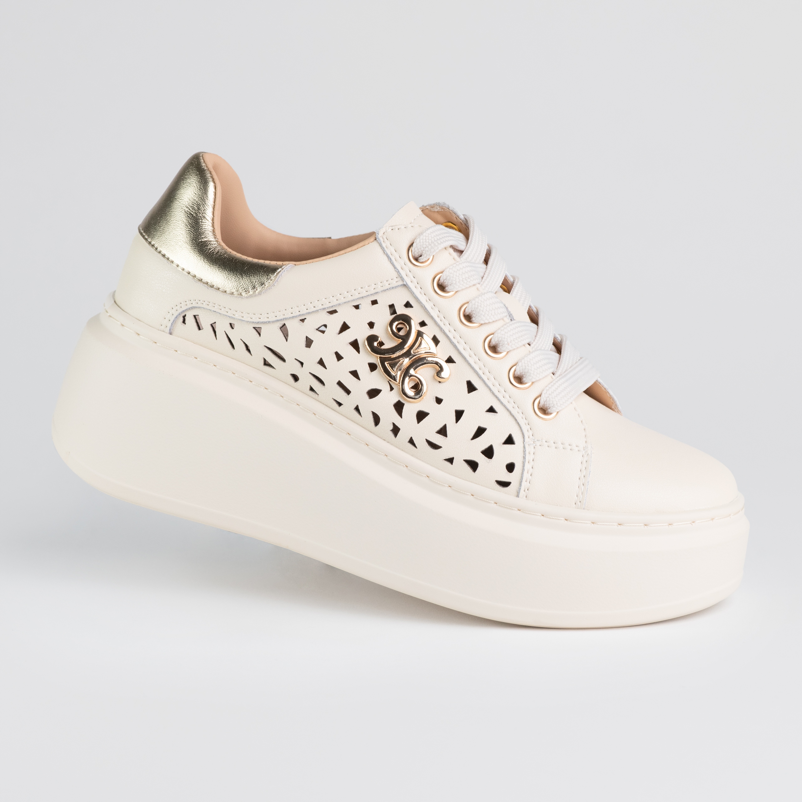 Dámské tenisky na platformě Boshimao Y139 polobotky z přírodní kůže Béžová 39