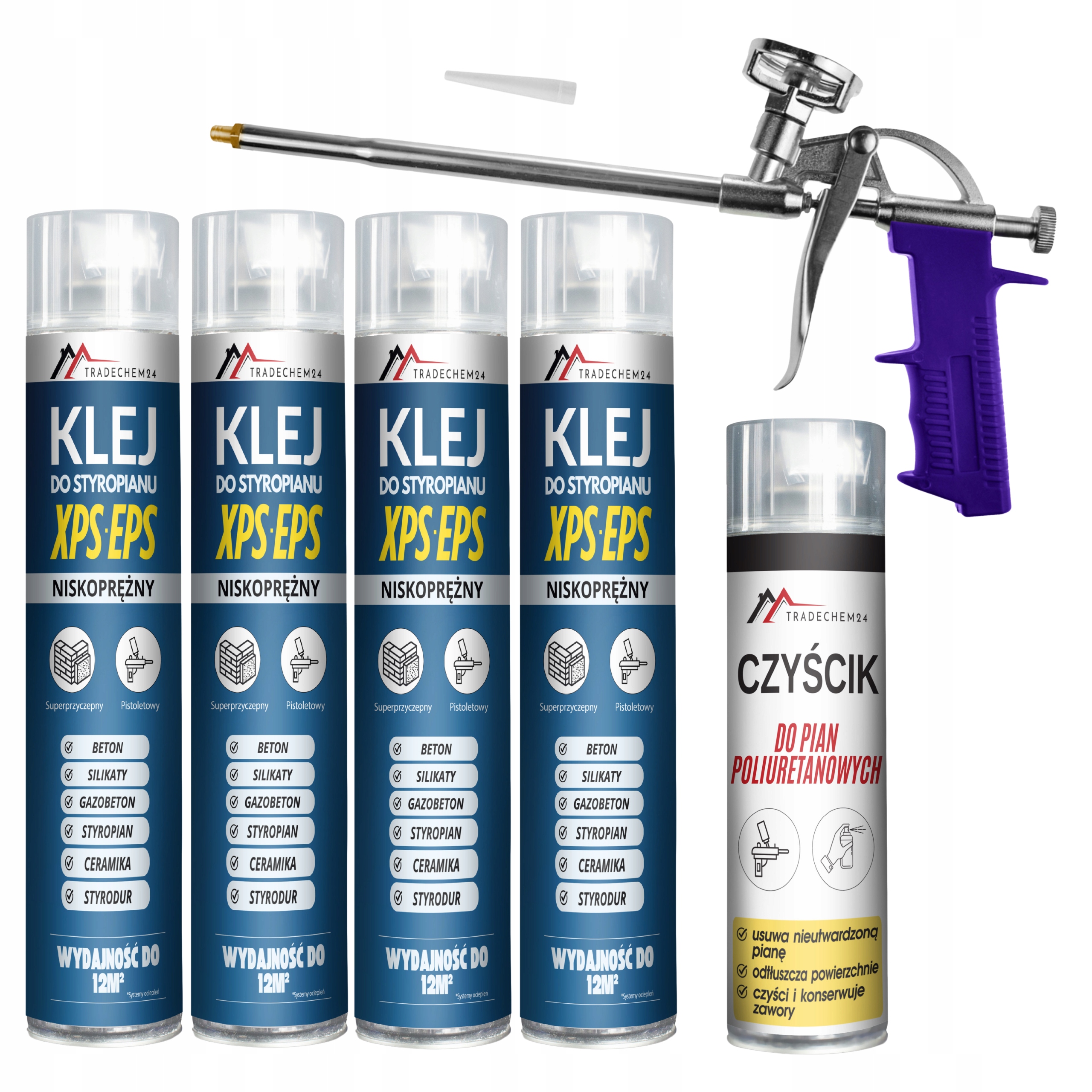 Pěnové Lepidlo Na Polystyren Xps Eps 750 ML Pěna Čistič Pistole