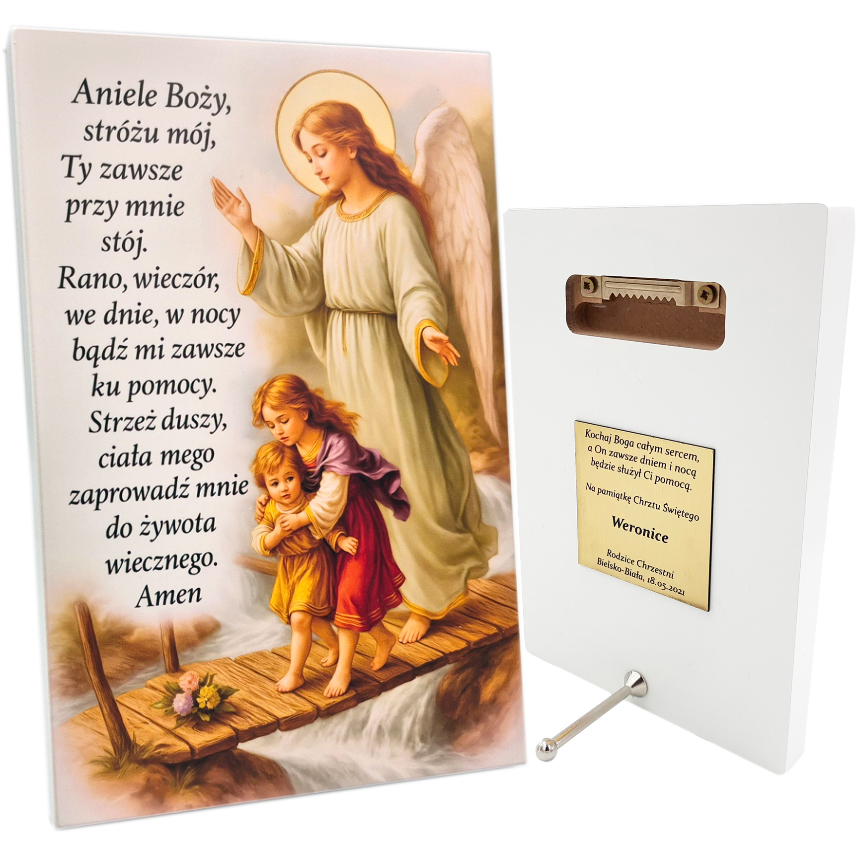 Obrazek Z Grawerem Anioł Stróż Aniele Boży pamiątka z dedykacją