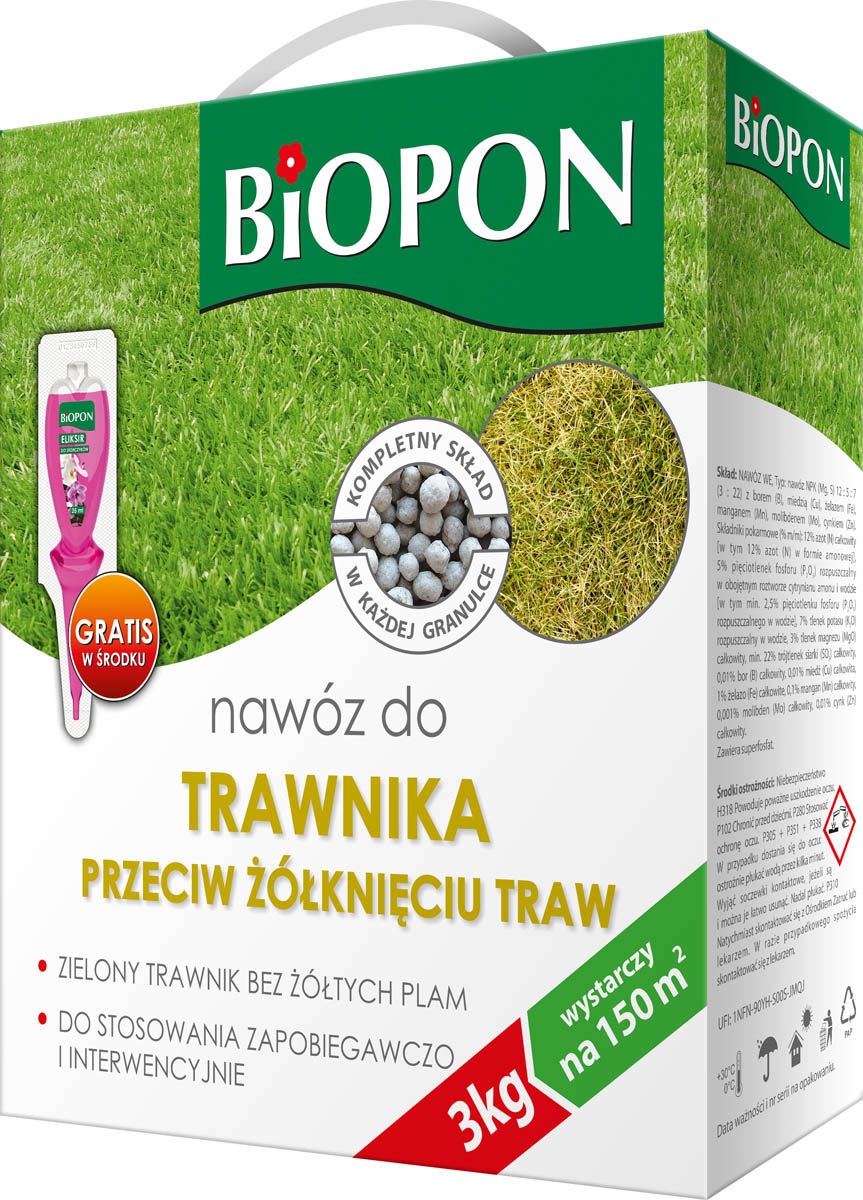 

Nawóz Do Trawnika Przeciw żółknięciu 3kg Biopon