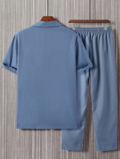 SHEIN NIEBIESKI KOMPLET KOSZULA SPODNIE XL 88180 Marka Shein