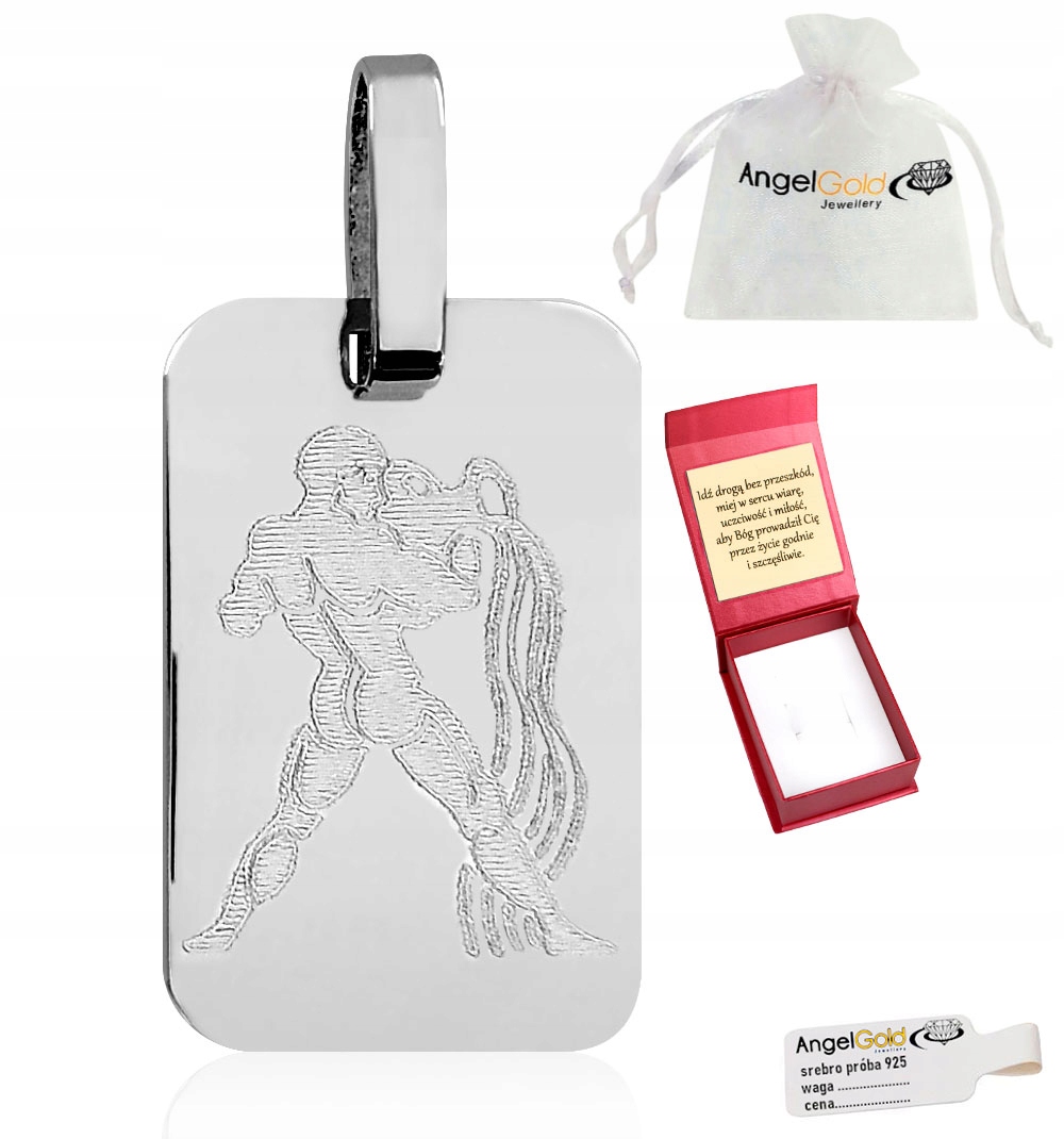 Přívěsek Znamení Zvěrokruhu Vodnář Stříbro 925 Gravírování