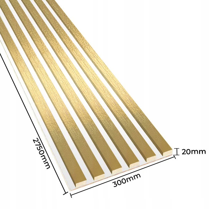 Lamele koloru Złotego na białej płycie HDF EAN (GTIN) 5905567304125